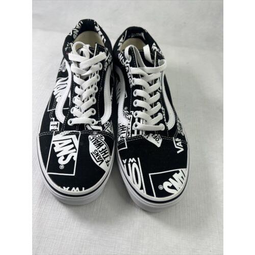 Vans Off The Wall Graphics Logo US Men 8.5 Ws-11 Black White Low Top Skate Shoes