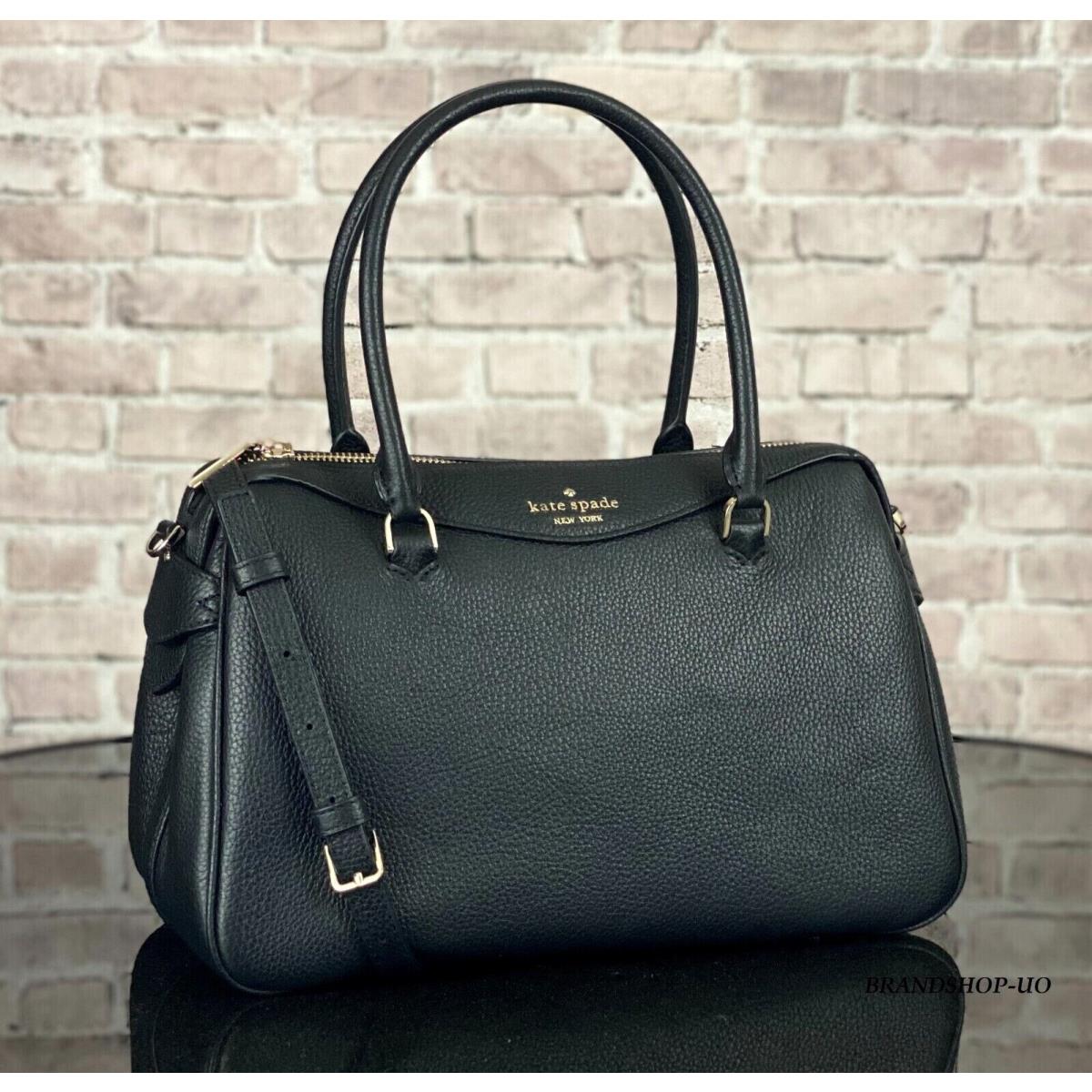 Kate Spade Leather Medium Duffle Satchel Crossbody Shoulder Bag Black ...