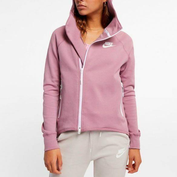 Nike Sportswear Tech Fleece Full Zip Cape Hoodie Women Plum Pink Lilac - Size XS