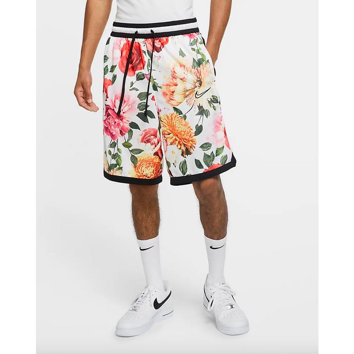 Nike Elite Stripe Basketball Shorts Size S White Black Floral CK6370 100 - Rare