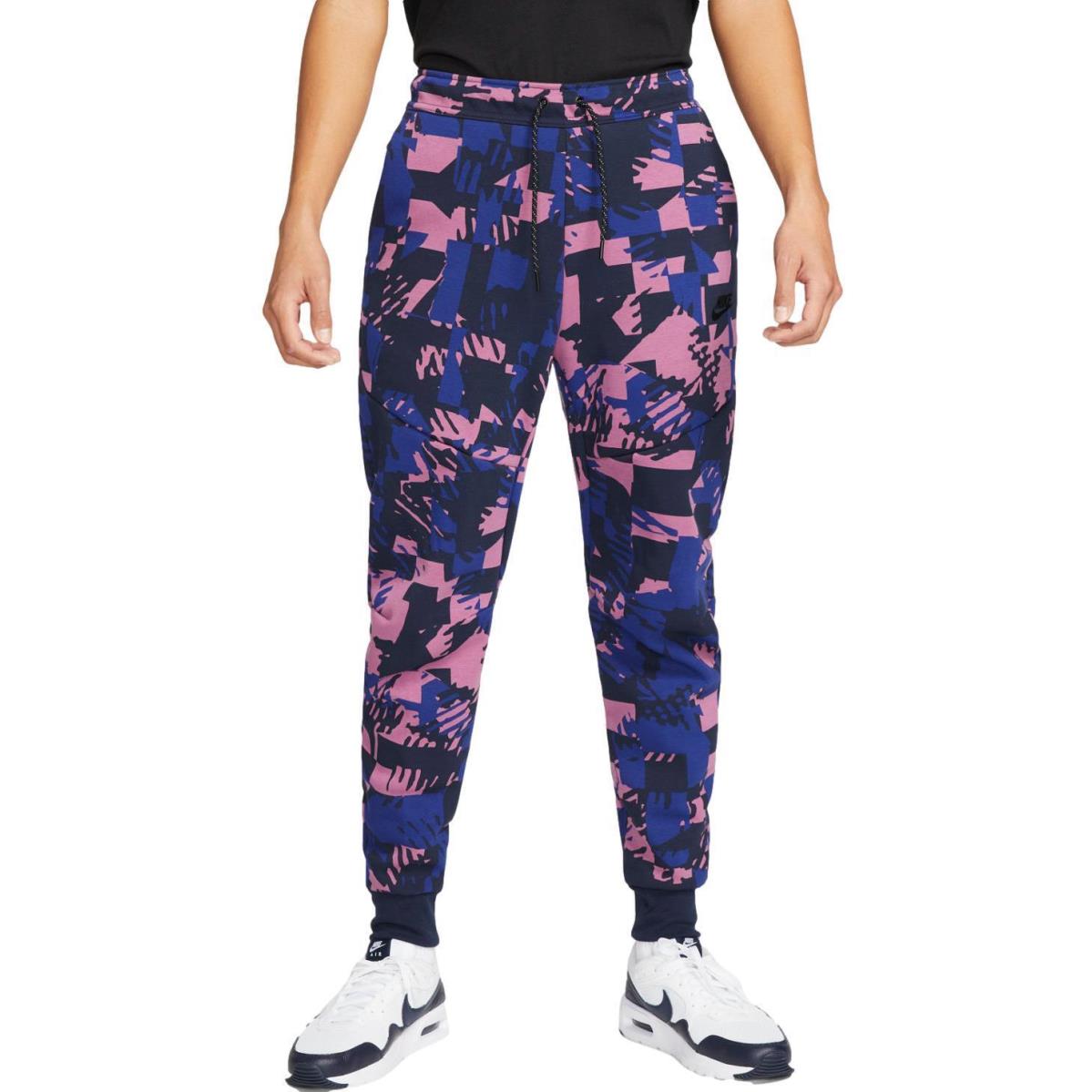 Nike Men`s Sportswear Tech Fleece Printed Joggers `light Bordeaux` DM6472-507