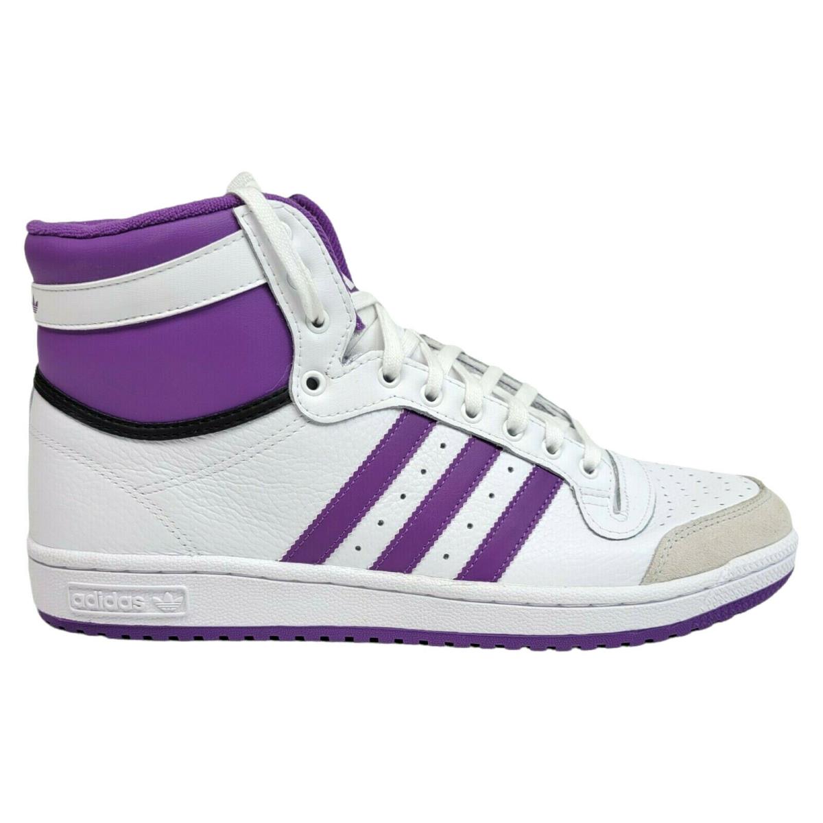Adidas Originals Mens 10.5 Top Ten White Purple High Top Shoes Sneakers S24135