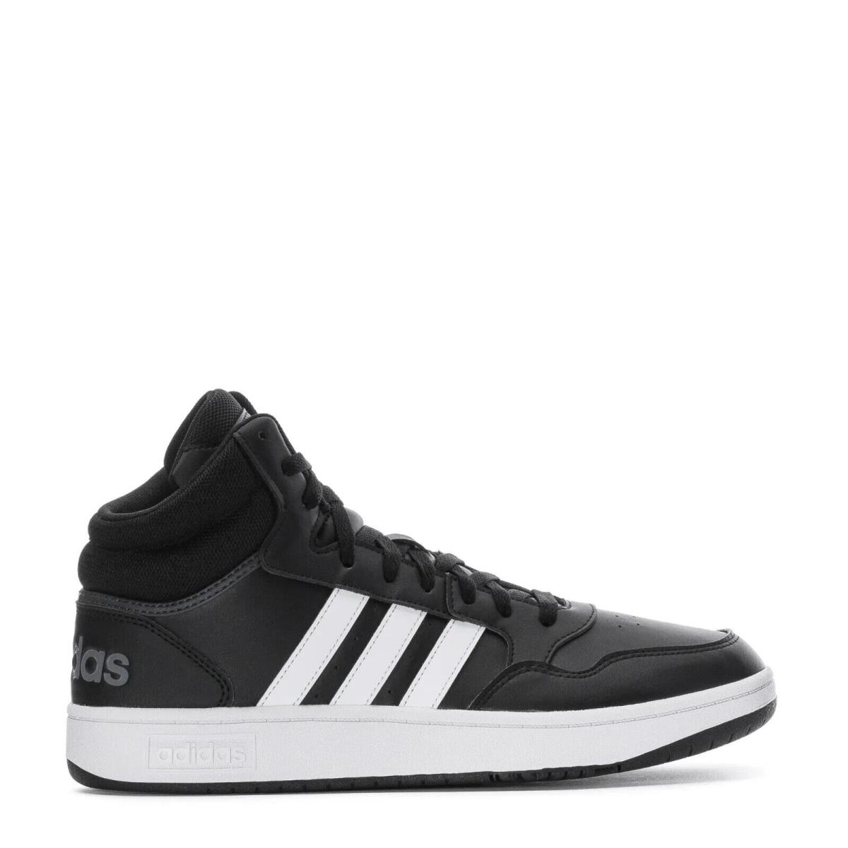 Mens Adidas Hoops 3.0 Mid GW3020 Black/white/grey Six Shoes - Black