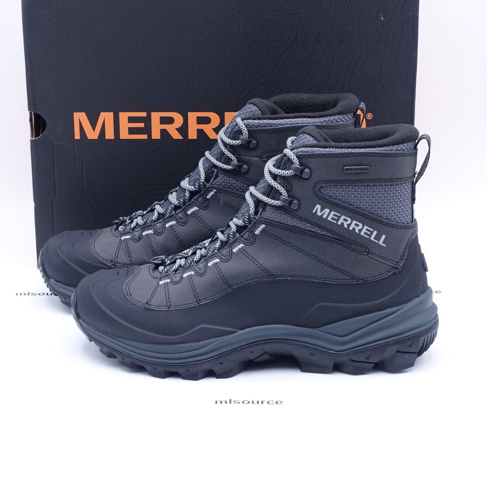 Size 10 Men`s Merrell Thermo Chill Mid Shell Waterproof Snow Shoes J16461 Black