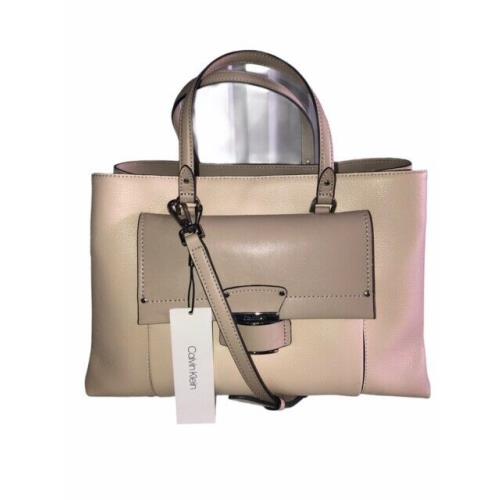 Calvin Klein Delancy Top Handle Satchel - Light Sand Combo/silver