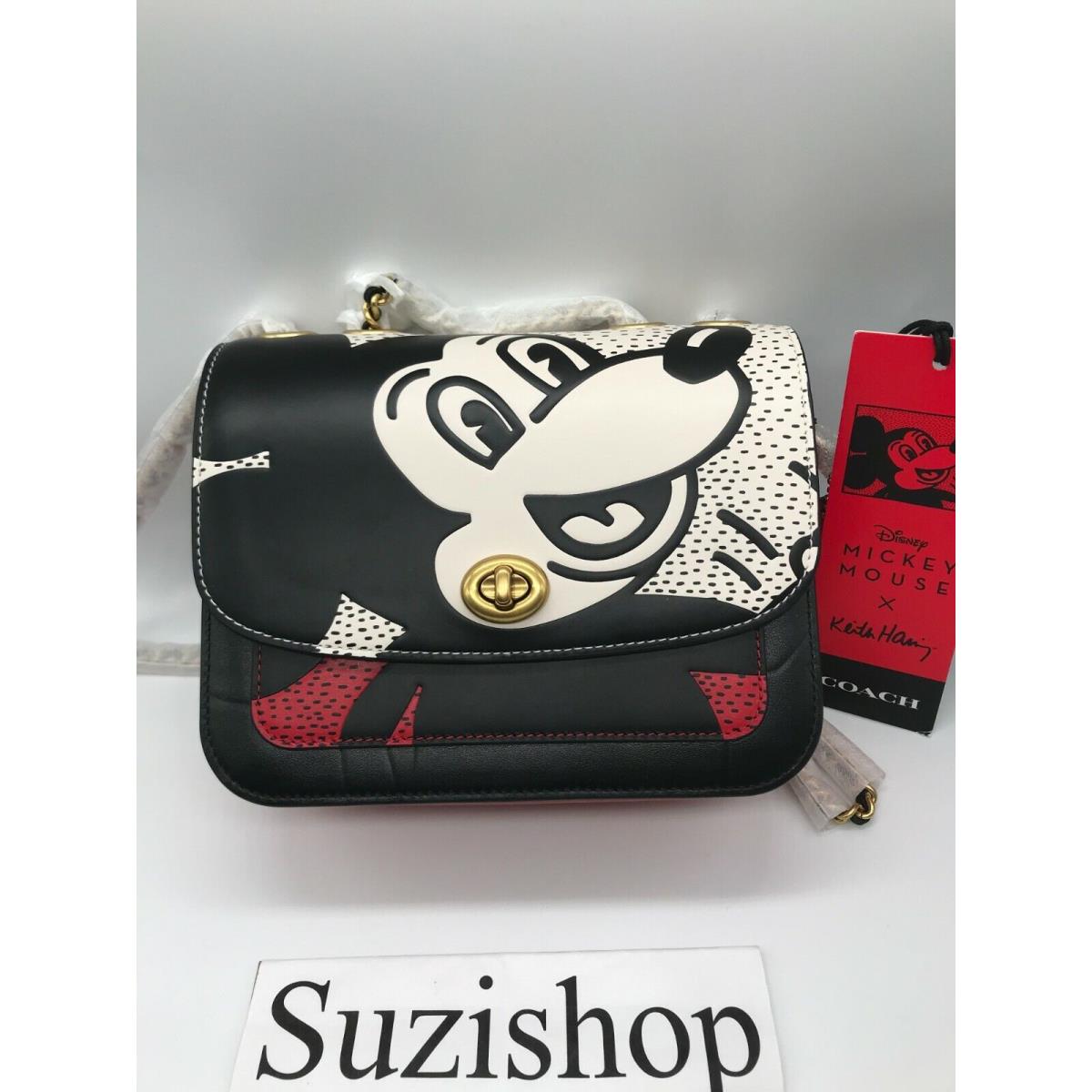 Coach Disney Mickey Mouse x Keith Haring Madison Shoulder Bag 19 Brass Electric Red