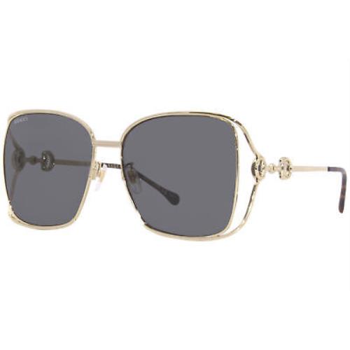 Gucci GG1020S 002 Sunglasses Women`s Gold/grey Lenses Square Shape 61mm