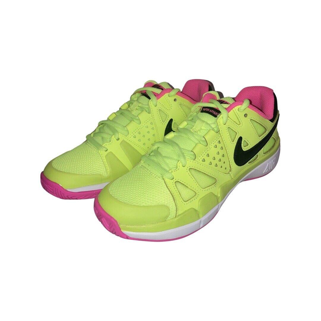 Nike Women`s Air Vapor Advantage Tennis Sneaker Shoe Size 6 Yellow Pink