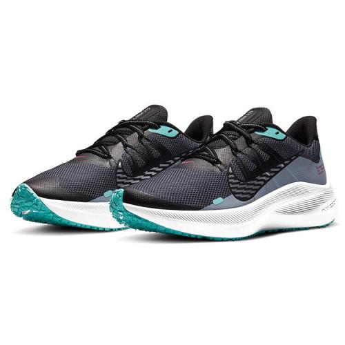 Nike Winflo 7 Shield Running Shoes Women`s Size 9 Black Gray Silver CU3868-403
