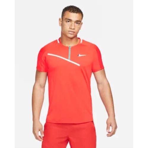 Mens Nike Court Slam Dri-fit Tennis Polo Habanero Red DD8309-634 Large