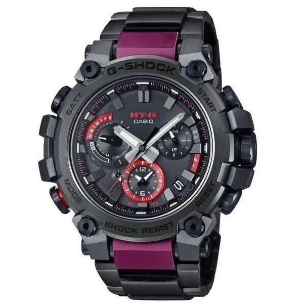 Casio G-shock Tough Solar Analog Dark Gray Ion Plated Men`s Watch MTGB3000BD-1A - Dial: Dark Gray/Red, Band: Dark Gray, Bezel: Dark Gray