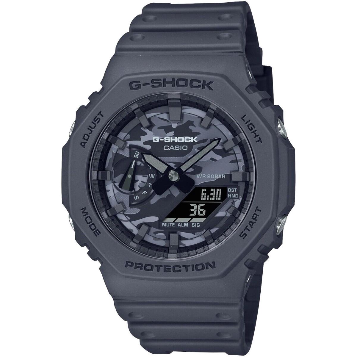 Casio G-shock GA2100CA-8A Casioak Blue Grey Camouflage Utility Camo Dial Watch