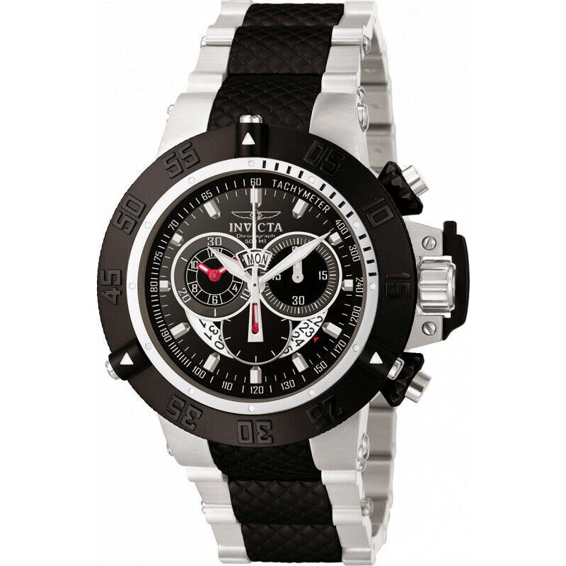 Invicta Men`s 50mm Subaqua Swiss Chronograph Black/silver Quartz Watch 4696