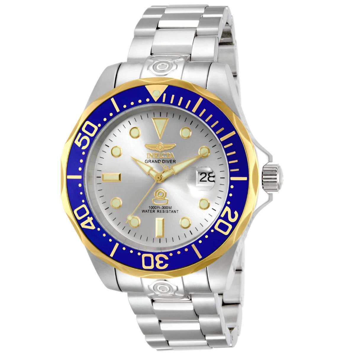 Invicta 13789 Men`s Pro Diver Blue Rose Gold Bezel Silver Dial Dive Date Watch