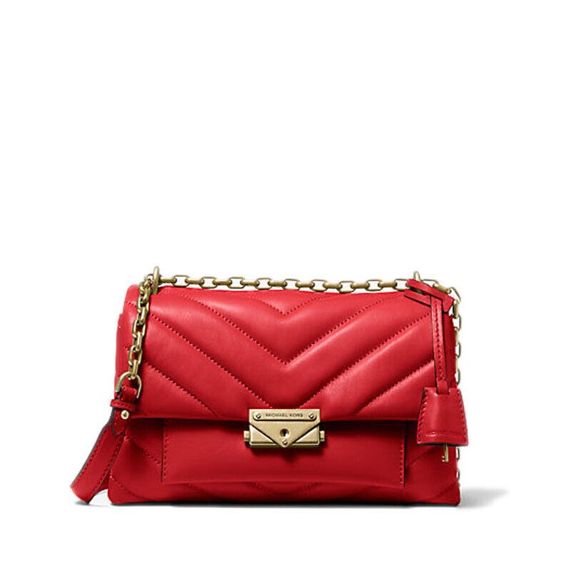 Michael Kors Bright Red Cece Medium Quilted Leather Convertible