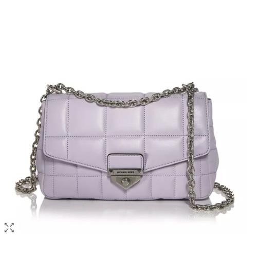 Michael Kors Soho Large Lavender Mist Quilt Lamb Leather Crossbody Bag