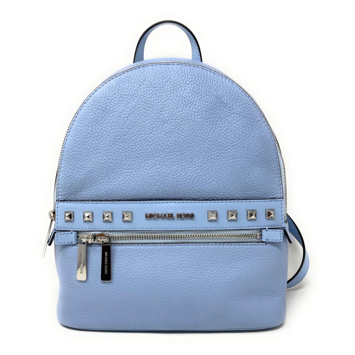 Michael Kors Kenly Medium Backpack Bag Pebble Leather in Light Sky Blue