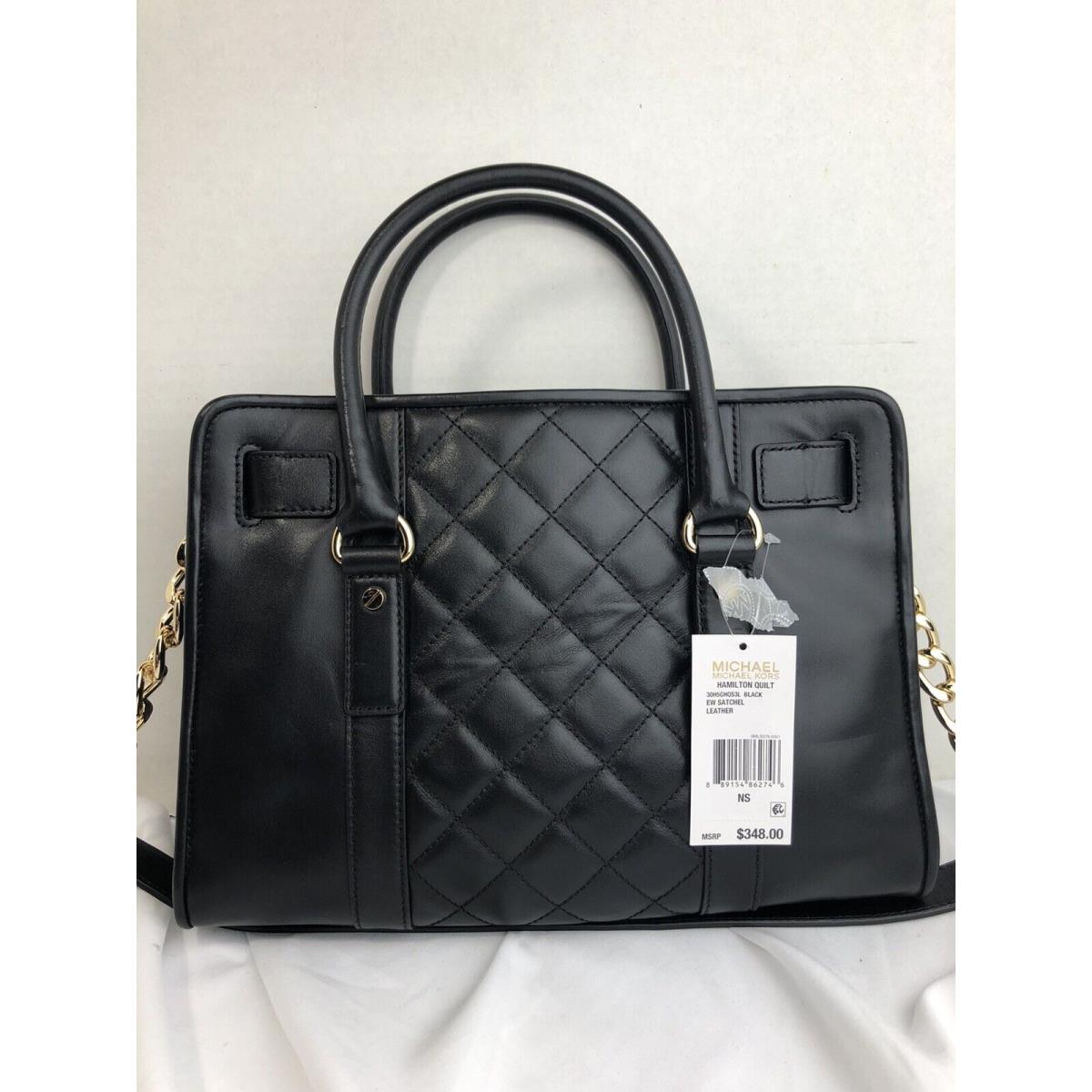 Michael Kors Hamilton Quilt Leather EW Satchel Tote Black