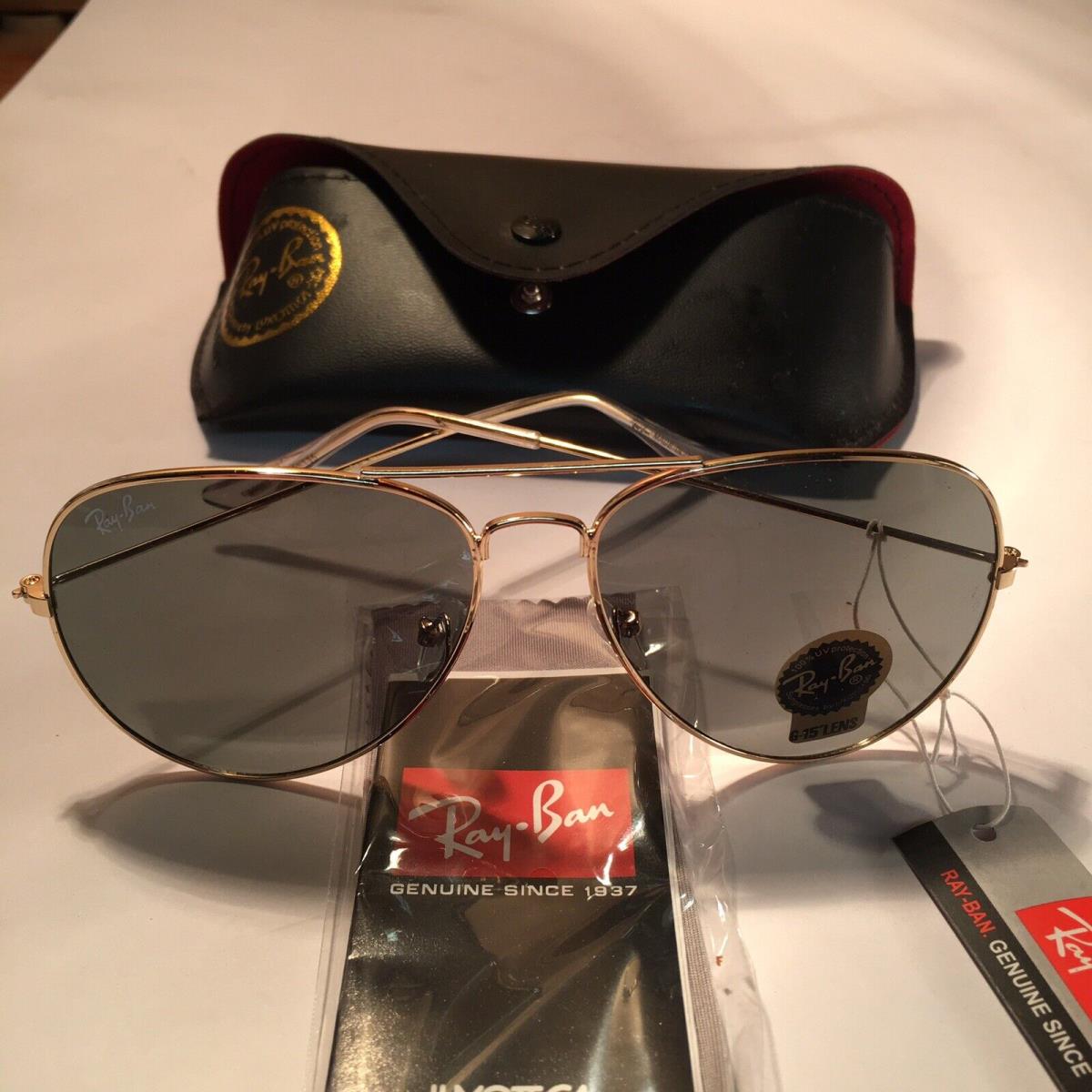 Ray Ban Aviator Sunglasses Luxottica Case Italy Lei Peng Gold Frame G-15