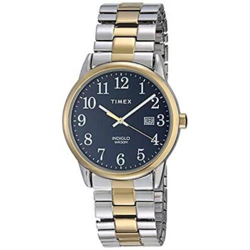 Timex Men`s TW2R58500 Easy Reader 38mm Two-tone Stainless Steel Expansion - Two-Tone/Blue