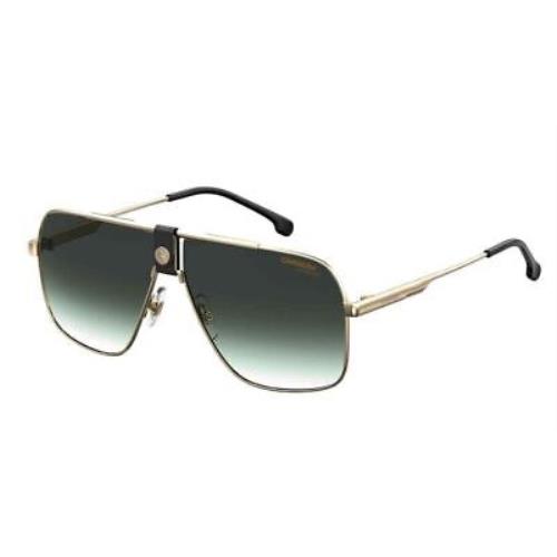 Carrera 1018S 02M2 9K Sunglasses Black Gold Frame Green Shaded Lenses 63mm