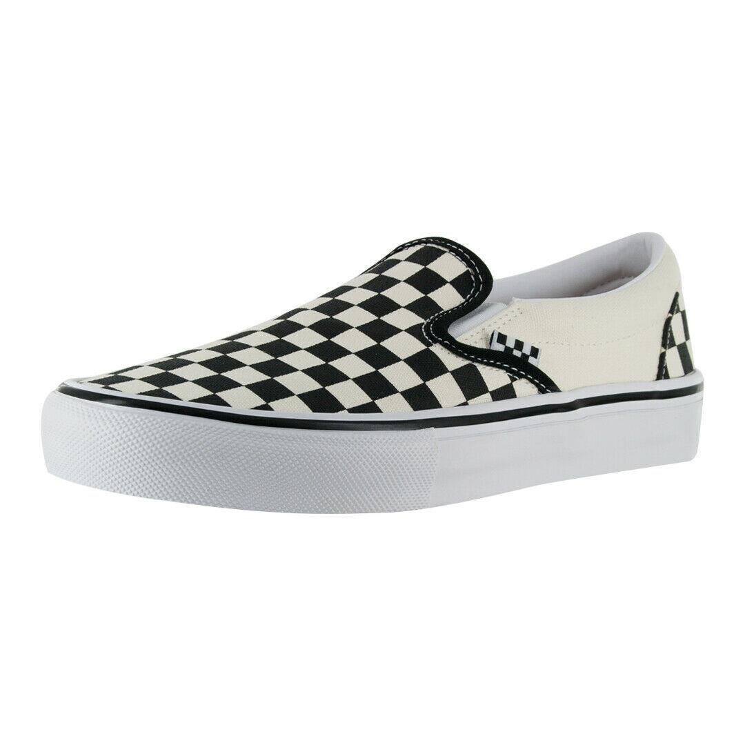 Vans Skate Slip-on Checkerboard Black/off White Skating Shoes Men` s 13.0