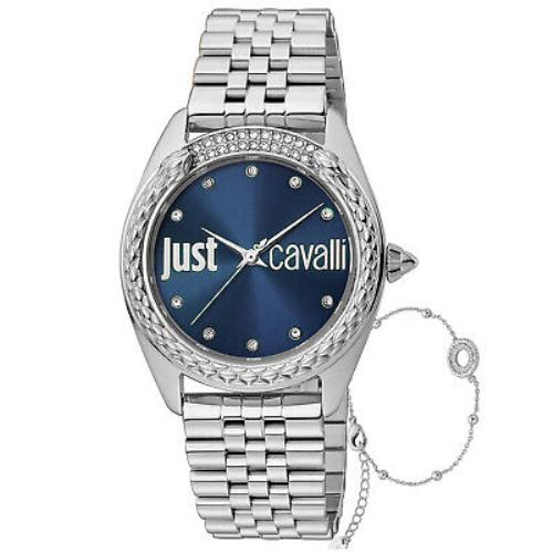 Just Cavalli Women`s Glam Chic Snake Blue Dial Watch - JC1L195M0055
