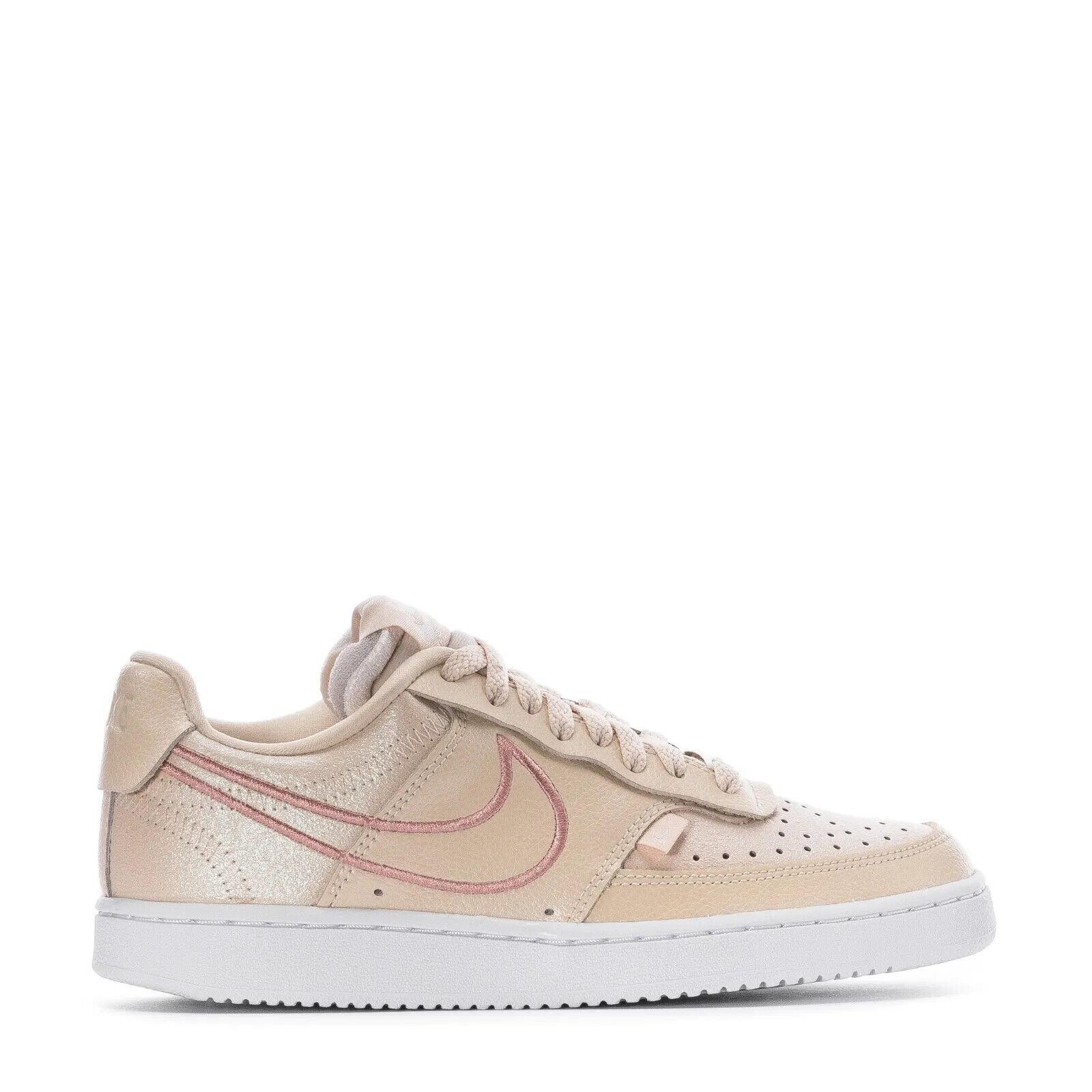 Womens Nike Court Vision Low Premium DM0838-200 Pearl White Shoes - Brown