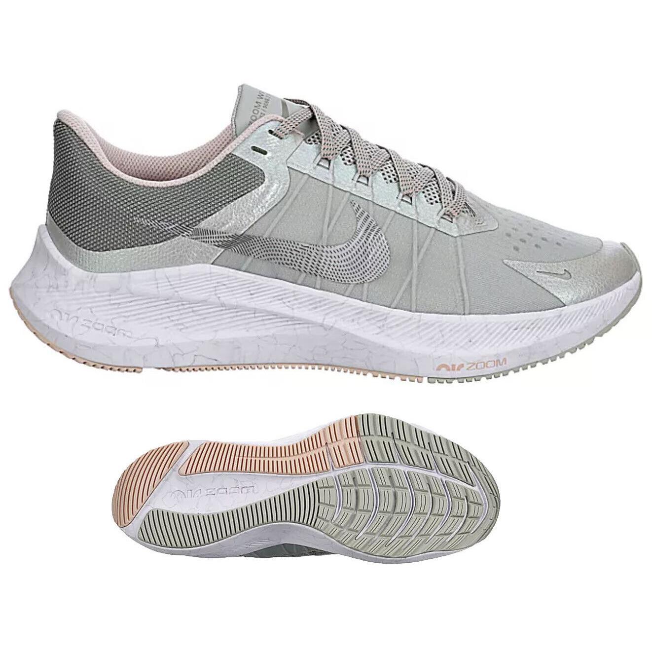 Nike Casual Running Shoes Gym Train Women`s Sneakers Gray Metallic All Sizes