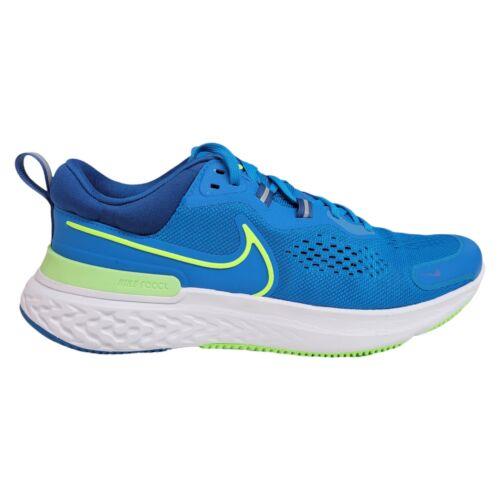 Nike Mens 10.5 11 React Miler 2 Imperial Blue Lime Road Running Shoes CW7121-402 - Blue