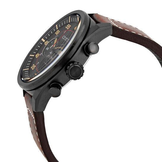Citizen Men`s Chronograph Black Dial Brown Leather Watch - CA4218-14E