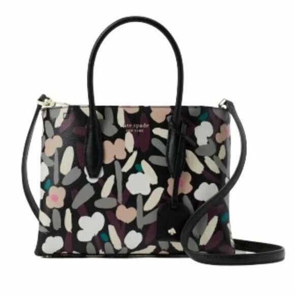 Kate Spade Eva Fete Floral Black/multi Small Top Zip Satchel WKRU6226