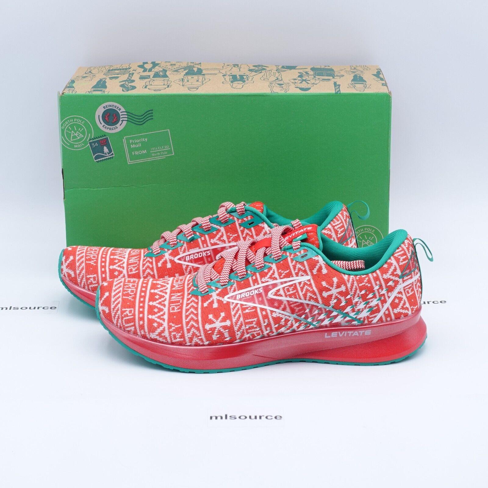 Brooks Women`s Levitate 5 Merry Christmas Running Shoes 120357-1B-634 Red/green