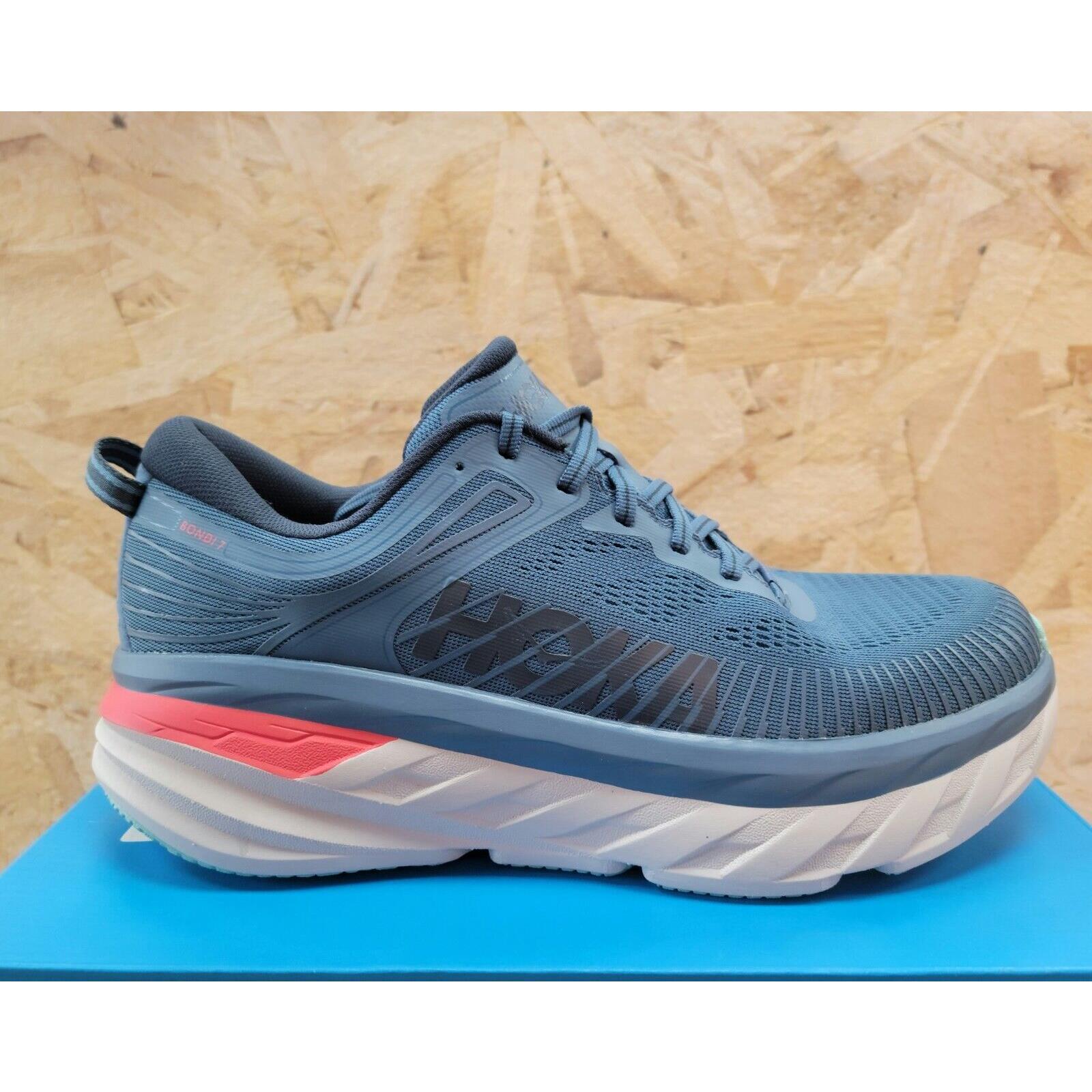 Hoka One One Men`s Bondi 7 Real Teal Mesh Running and Jogging Shoes For Everyday