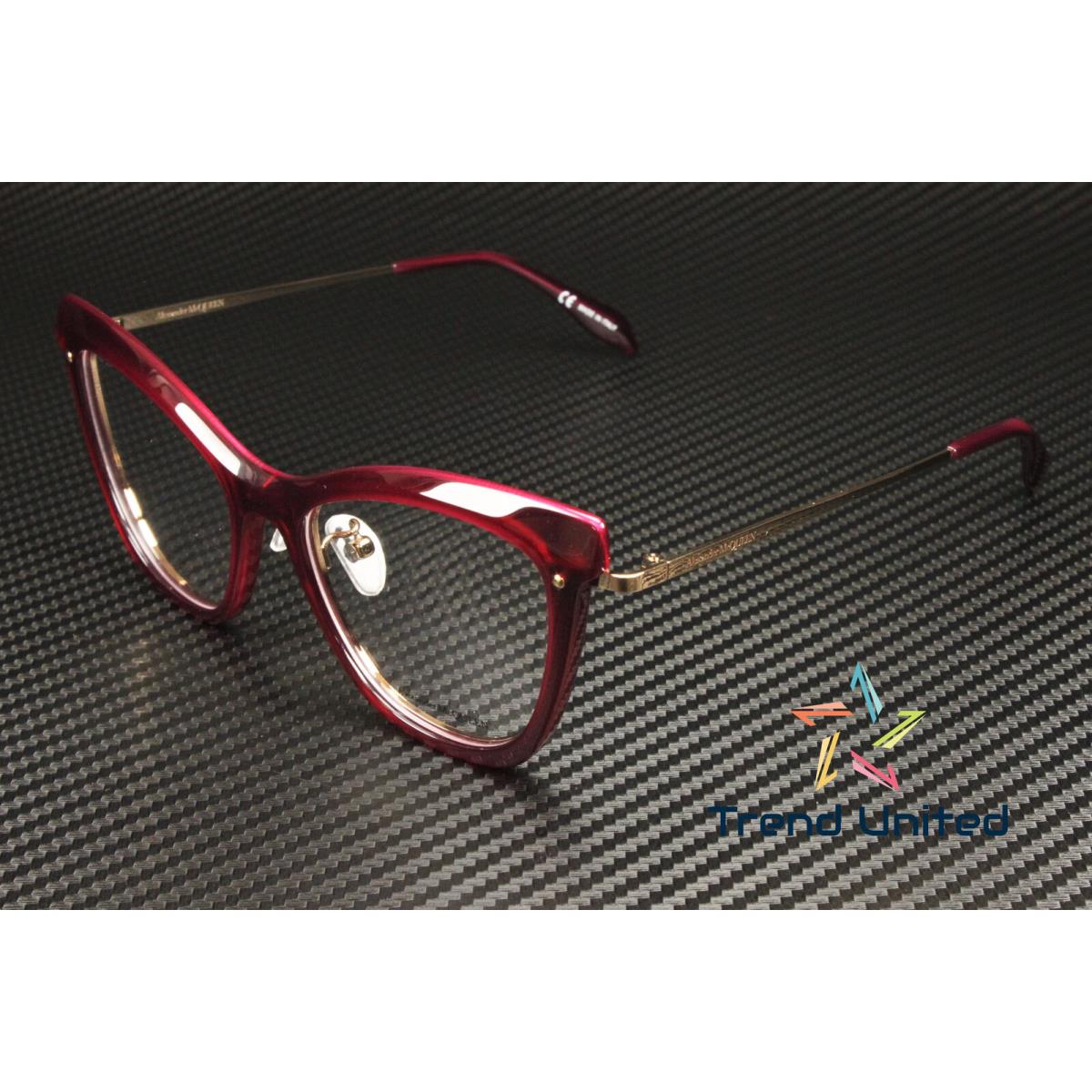 Alexander Mcqueen AM0265O 004 Cat Eye Burg Pink Demo Lens 52 Women`s Eyeglasses