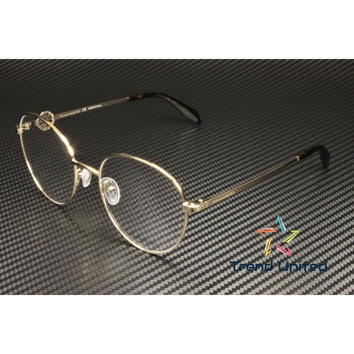 Alexander Mcqueen AM0291O 002 Round Gold Havana Demo Lens 55 Women`s Eyeglasses