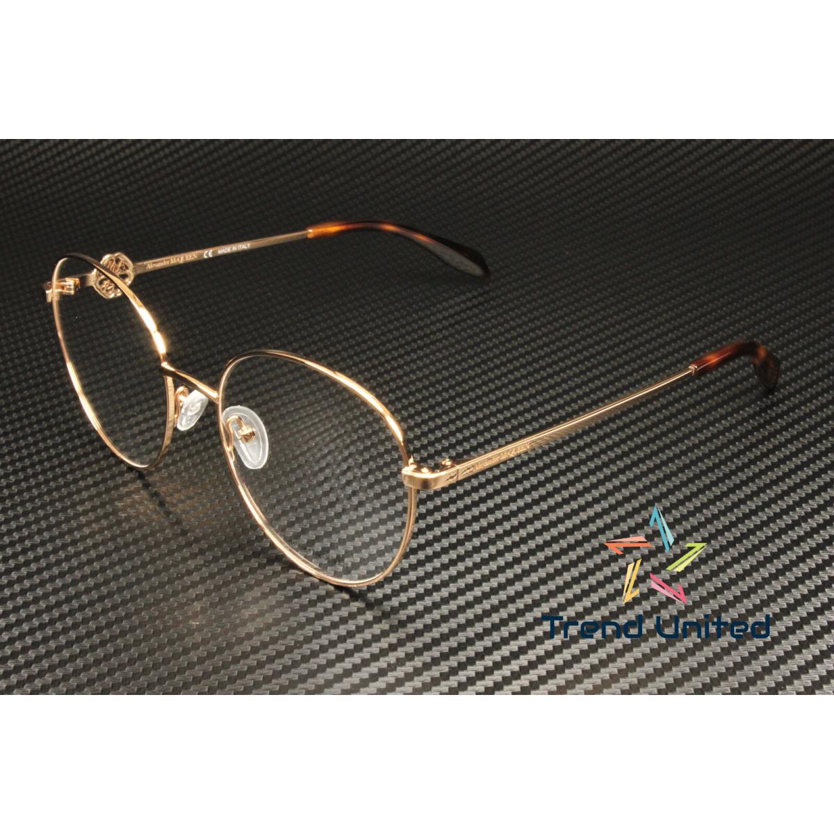 Alexander Mcqueen AM0291O 003 Round Gold Havana Demo Lens 55 Women`s Eyeglasses