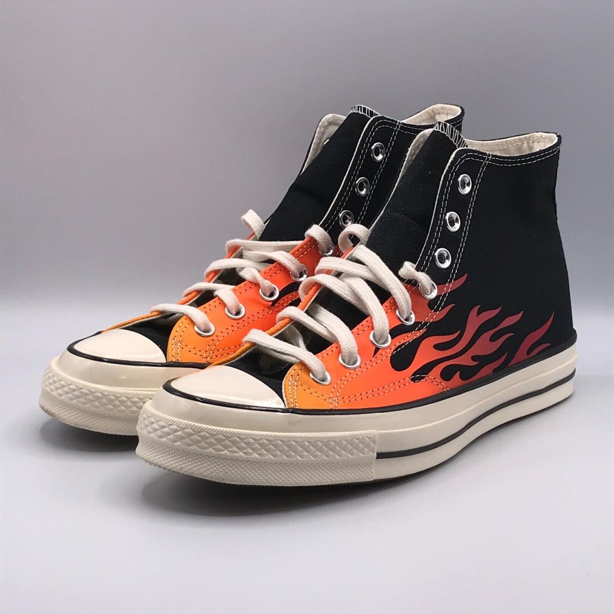 Converse Shoes Mens 10.5 Chuck 70 High Flames Black Red Orange White Sneakers