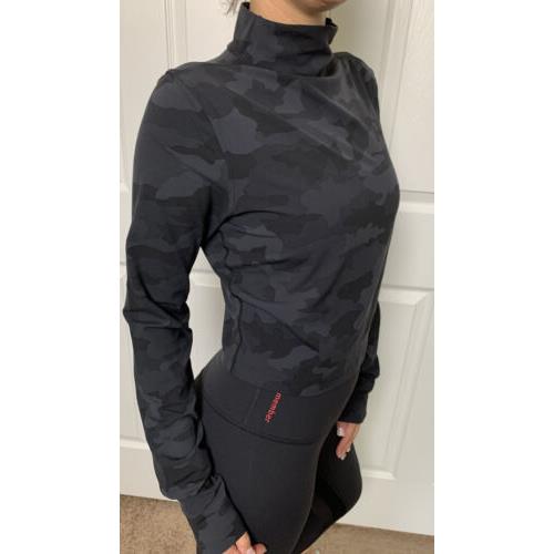 Lululemon Size 10 All Aligned Mock Neck Long Sleeve Shirt Camo Gray H3DC Yoga