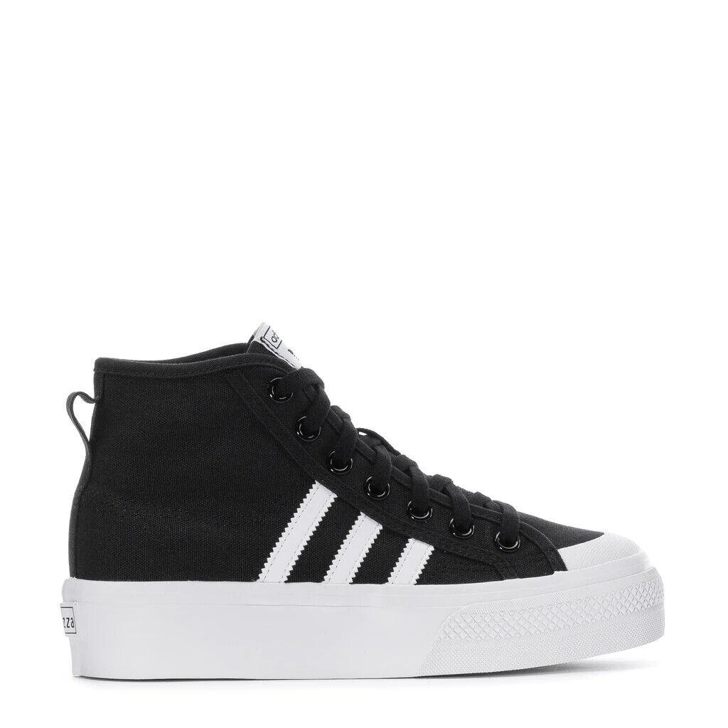 Womens Adidas Nizza Platform Mid Black White Shoes FY2783 - Black