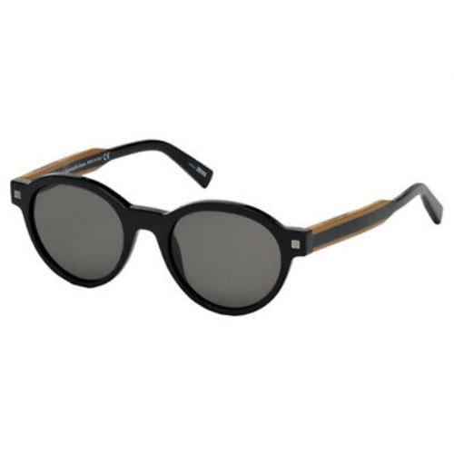 Ermenegildo Zegna EZ0100 - 01A Sunglasses Black w/ Smoke 51mm