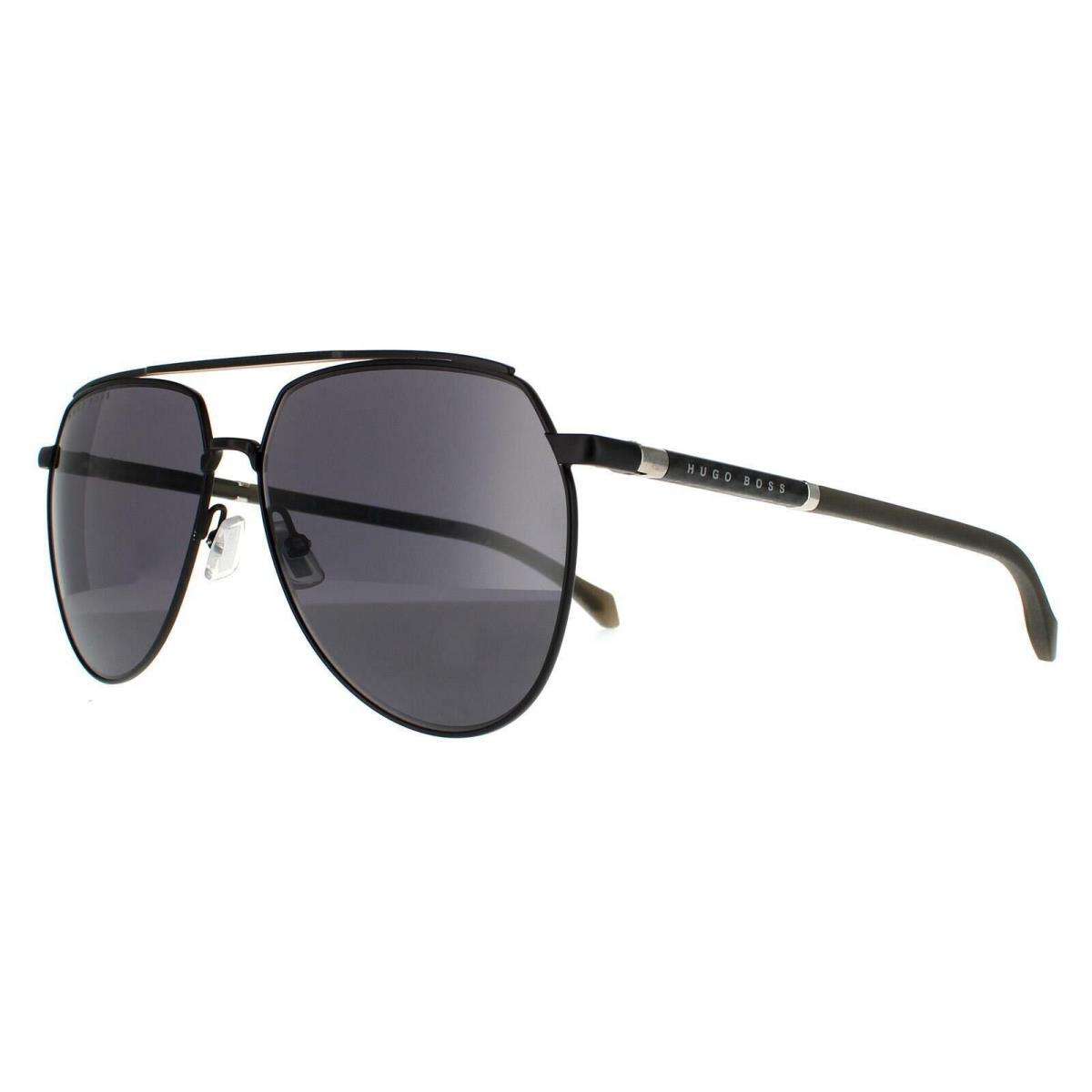 Hugo Boss Aviator Sunglasses 1130/S 0003 Matte Black Frame Gray Lenses ...