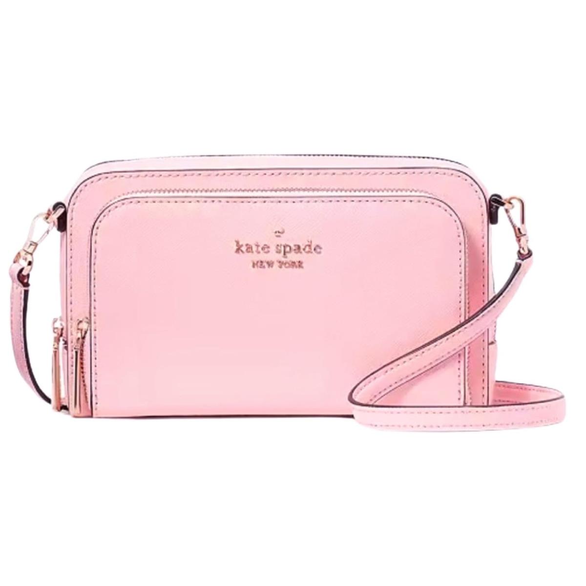 Kate Spade Staci Dual Zip Around Crossbody Pink Leather WLR00410 Peony Blossom - Exterior: Pink