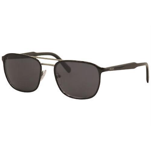 Prada SPR75V SPR/75/V YDC-0A9 Black/gunmetal Fashion Square Sunglasses 56mm - Black Frame, Blue Lens