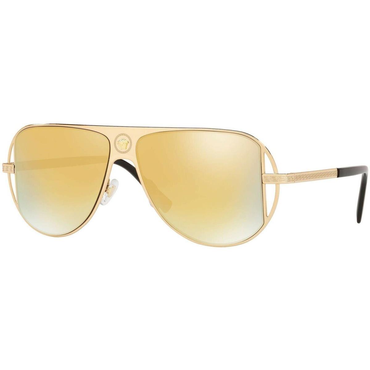 Versace Men Sunglasses VE2212 10027P-57 Brown Mirror Gold Lenses