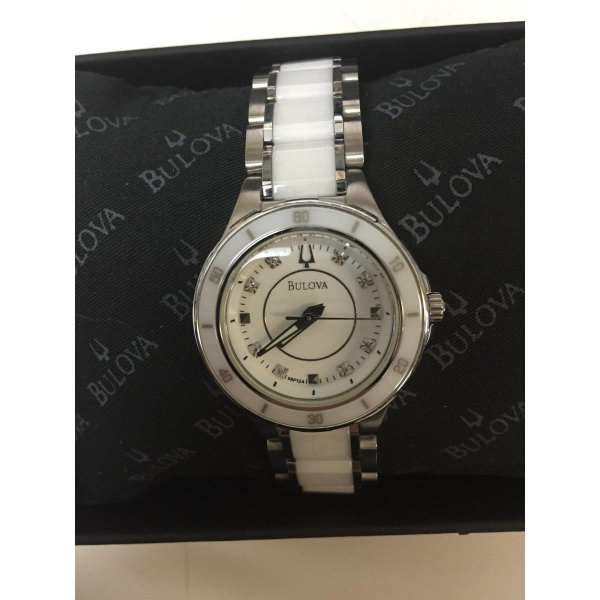 Womans Bulova Ceramic Stainless Steel Watch 98p124