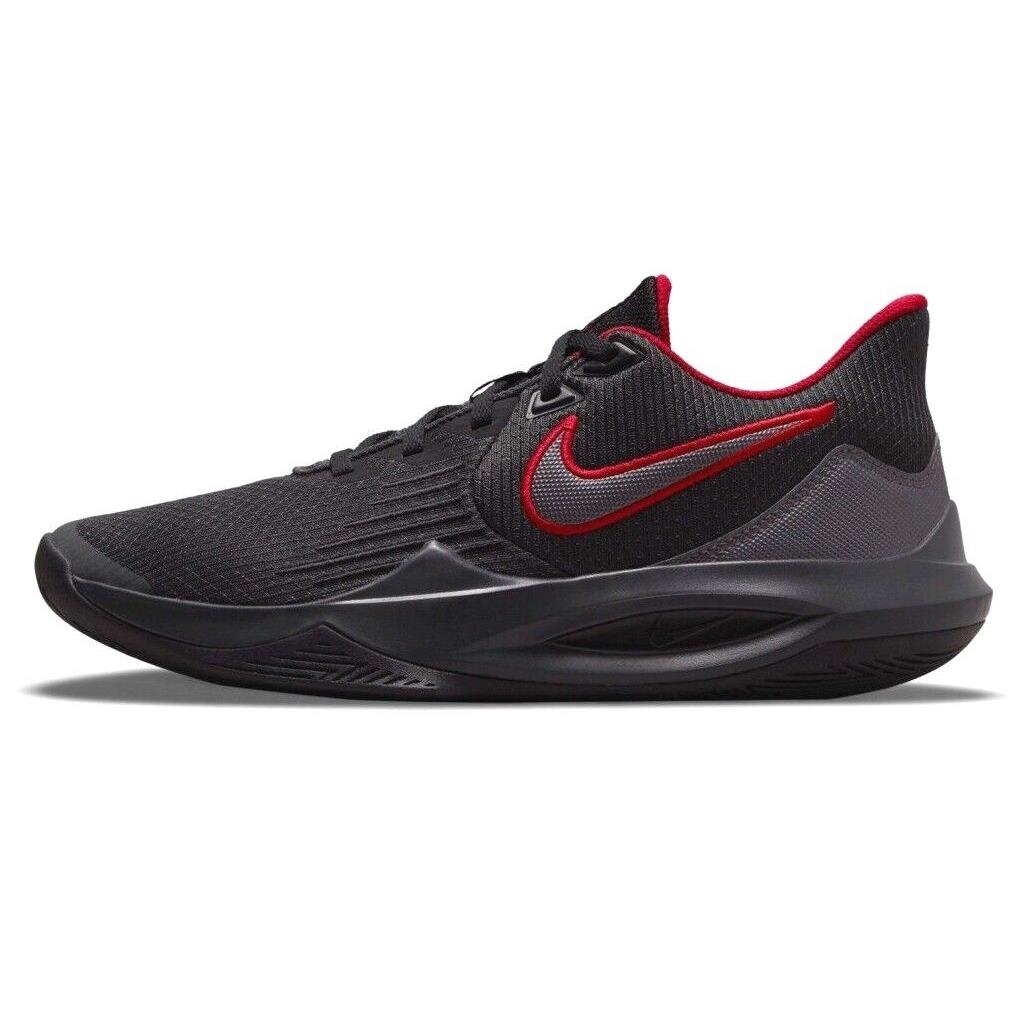 Mens Nike Precision V 5 Black Red Grey Basketball Athletic Shoes