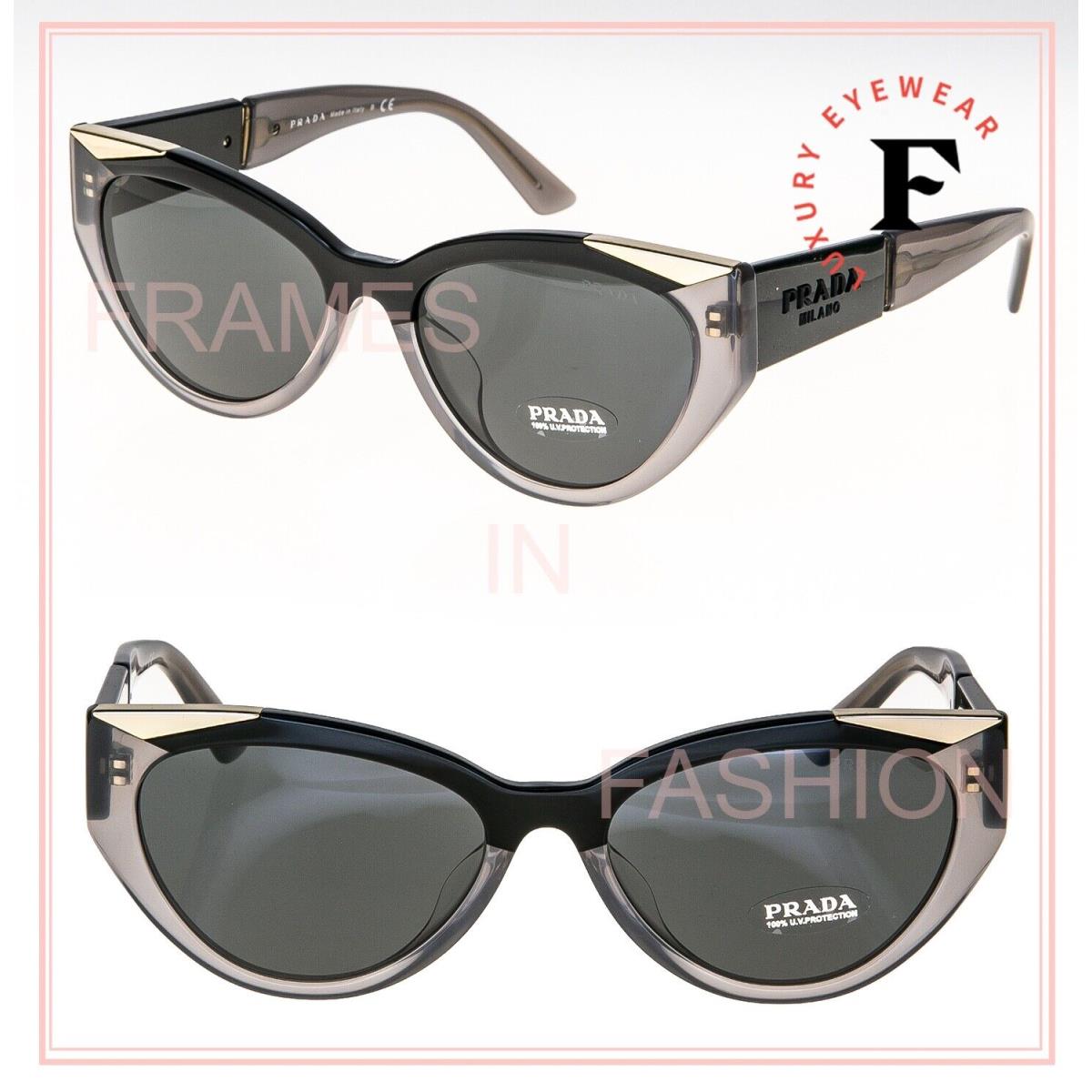Prada Symbole Black Gray Triangle PR03WS 03W Cat Eye Fashion Sunglasses 55mm