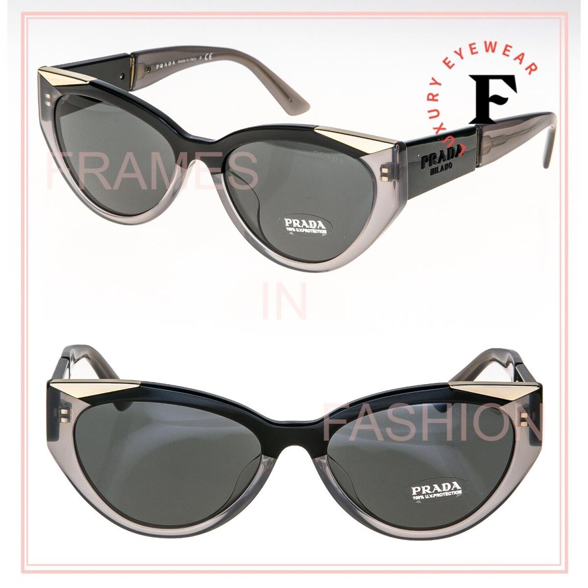 Prada Symbole Black Gray Triangle PR03WFS 03W Cat Eye Fashion Sunglasses 57mm