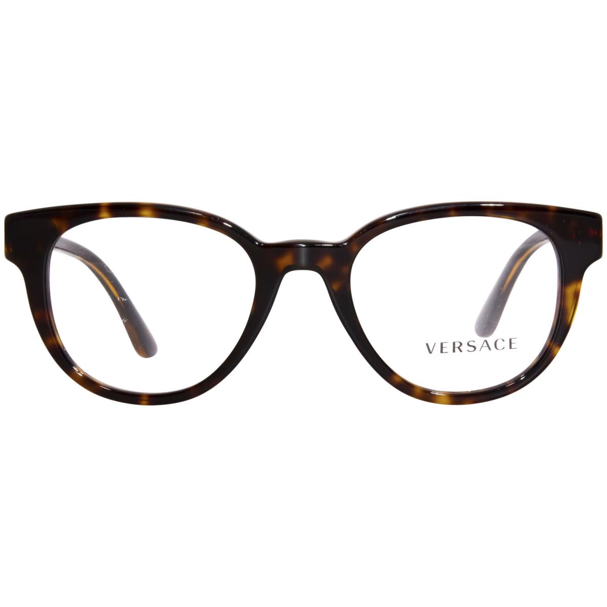 Versace 3317 108 Eyeglasses Frame Men`s Havana Full Rim Round Shape 51mm